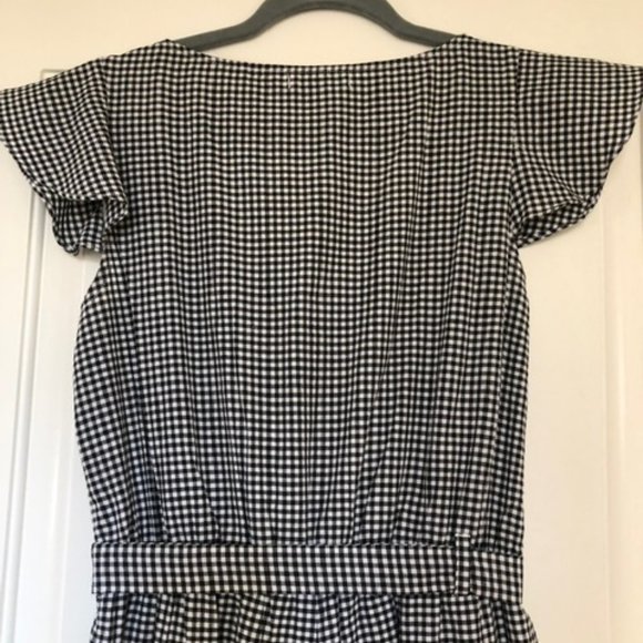 Black and White Gingham Jumpsuit, Small - Picture 6 of 9